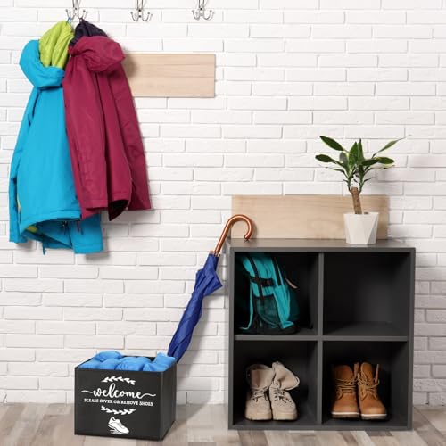 Suzile 200 Pcs Disposable Shoe Covers with 2 Pcs Box Open House Supplies Foldable Booties Shoe Covers Holder Storage Bin for House Indoor Guest Supplies, 10 x 10 x 8 Inch (Black,Gray,Blue) - color: Black,Gray,Blue