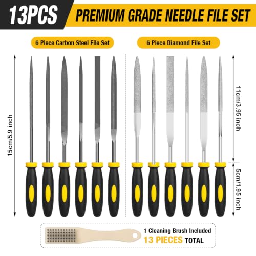 13PC Needle File Set,Small File Set,Needle Files for Metal File Set - color: 13PCS Needle File (Black+Yellow)