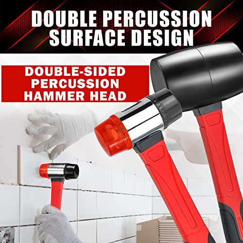 YIYITOOLS 2Pcs Hammer Set, 16oz Rubber Mallet & 40mm Double-Faced Soft Mallet Fit for Construction and Home Renovation, Black - size: 2PCs, style: Rubber Mallet / Double-Faced Soft Mallet