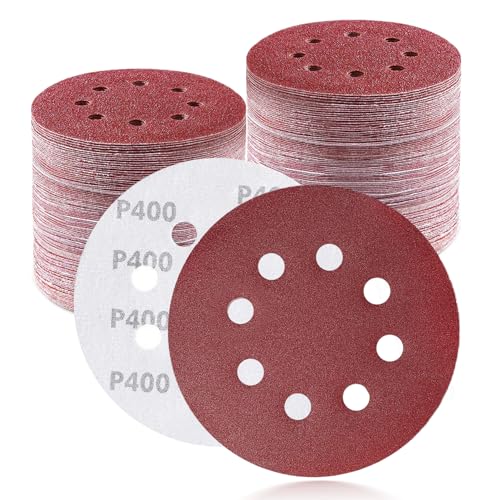 100Pcs 5 Inch Sanding Discs 400 Grit, Round Hook and Loop Sandpaper for Random Orbital Sander Pads(400 Grit) - style: 400G 100pcs