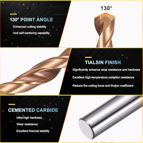 PATIKIL 1.4mm Drill Bit Carbide for Stainless Steel Hard Metal 130° 10 Pack - size: 1.4mm