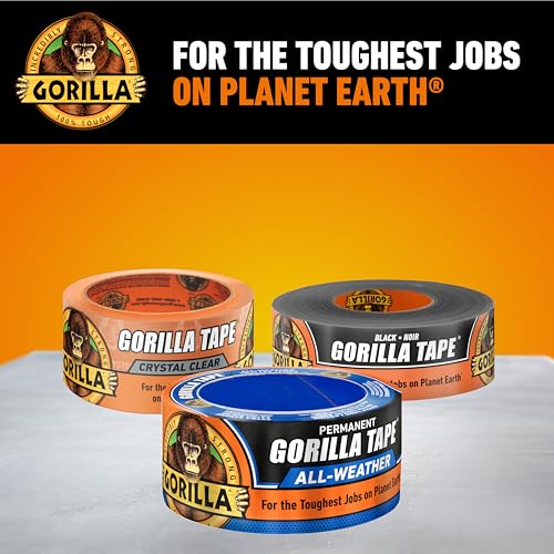 GORILLA All Weather Duct Tape, Black, 1.88 in x 25 yd, 2-Pack - size: 2 Pack