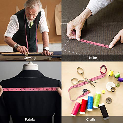 iBayam 2 Pack Tape Measure Measuring Tape for Body Fabric Sewing 60"/150cm - color: Pink & Black