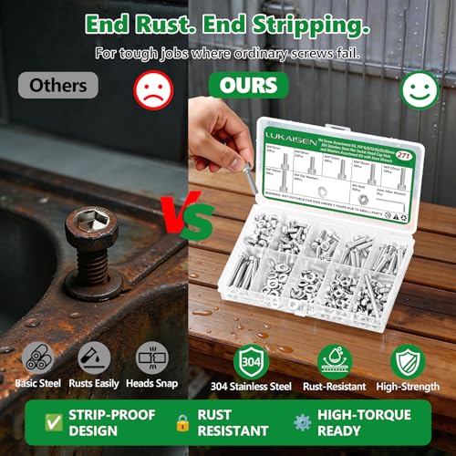 271 Pcs M4 Hex Socket Cap Screws Nuts Washers Wrench Kit, 304 SS - size: SS M4 271pcs 3