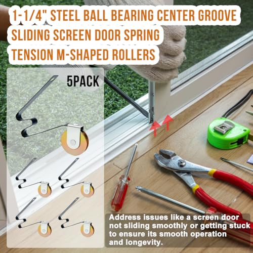 5 Pack Sliding Screen Door Rollers Replacement for Columbia and Uni-Fit Sliding Screen Doors,Replaces B512, B513, B746 Used on Both Top and Bottom