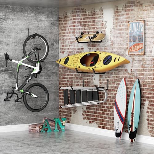 niffgaff Heavy Duty Garage Storage Hooks - 120 LB Capacity Wall Mounted Rack for Kayaks, Ladders, and Bikes - color: Black 4 pack