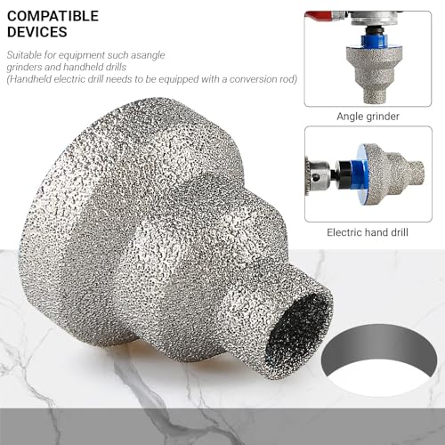LOZLIN 20/35/55mm Dry Wet Diamond Hole Saw,Vacuum Brazed Step Drill Bit 5/8-11 Thread Anti Chip Hole Opener for Tile Porcelain Granite Marble Quartz Stone Drilling for Angle Grinder