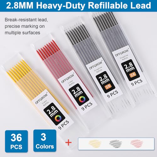 2-Pack Mechanical Carpenter Pencils Set with Refills and Case