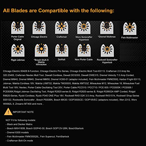 3pcs Oscillating Tool Blades for Grout Removal Tile Mortar Concrete Masonry 1/8, Fit for Dewalt Milwukee Rockwell Bosch Dremel Ryobi Ridgid Multitool
