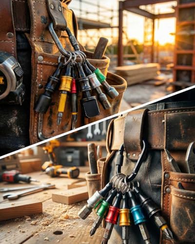 6PCS 1/4 Hex Aluminum Drill Bit Holders Keychain Screwdriver Bit Holders