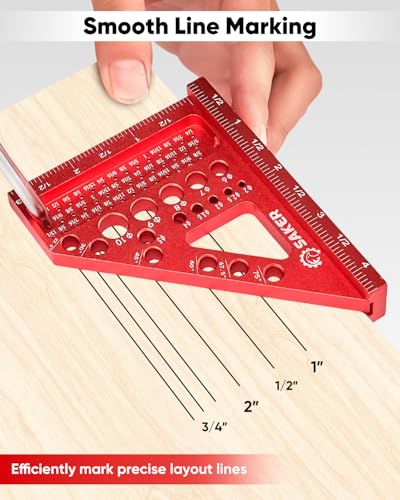 Saker 3D Multi-Angle Measuring Square Tool, Aluminum Alloy Carpenter Square - size: 4.4inch