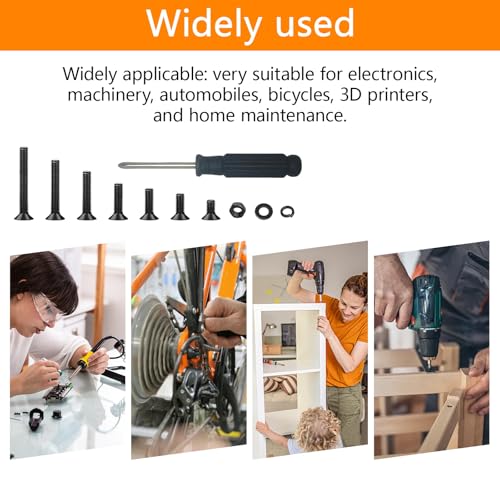 1001 Pcs M3 Countersunk Screws Assortment Kit, Flat Head Machine Screws Phillips Bolts Nuts Washers Assortment Kit with Screwdriver for Electronics, Machinery - M3x6/8/10/12/16/20/25mm - size: M3x6/8/10/12/16/20/25-1001Pcs