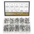 252 Pieces #6-32 x 1/4", 5/16", 3/8", 1/2", 5/8", 3/4", 1", 1-1/4", Countersunk Head Socket Cap Screws Nuts Washers Assortment Kit, 304 Stainless Steel, Fully Machine Thread - size: #6-32, style: Countersunk Head