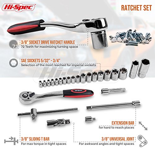Hi-Spec SAE Auto Mechanics Hand Tool Kit Car Motorcycle Ratchet Wrench - size: SAE 67 PCS