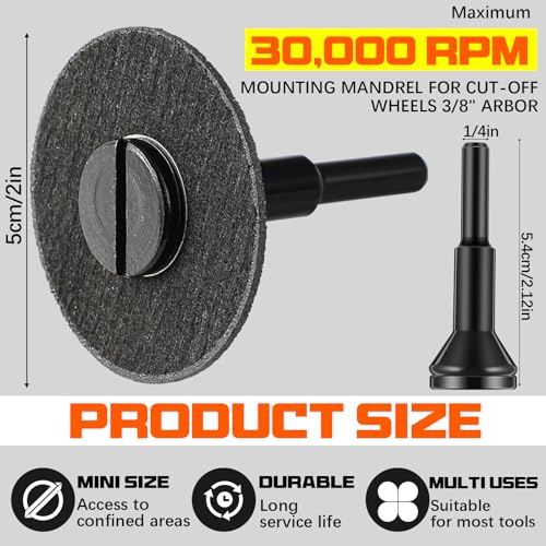 Lasnten 2 Inch 50 Pack Die Grinder Cut-Off Wheels with 1/4" Arbor Mandrel - size: 2 Inch