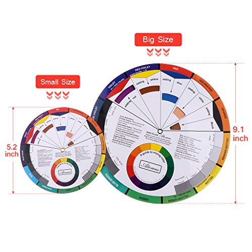 Pocket Color Wheel, Paint Mixing Learning Guide Art Class Teaching Tool for Makeup Blending Board Chart Color Mixed Guide Mix Colors - style: Small