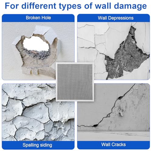 Blulu 13 Pcs 12 x 12 Inch Drywall Repair Kit Self Adhesive Mesh Drywall Patches with Scraper for Holes, Repair Kit for Large Holes Wall Ceiling Tools