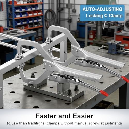 MAXPOWER 12" Self-Adjust Locking C-Clamp, 3.54" Jaw Opening, Swivel Pads - style: Swivel Pads | 12"