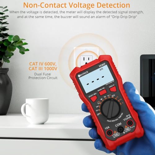 Neoteck 6000 Counts True RMS Digital Multimeter,Auto Range Multimeter - color: Red, size: 6000Counts(AC/DC 600V)