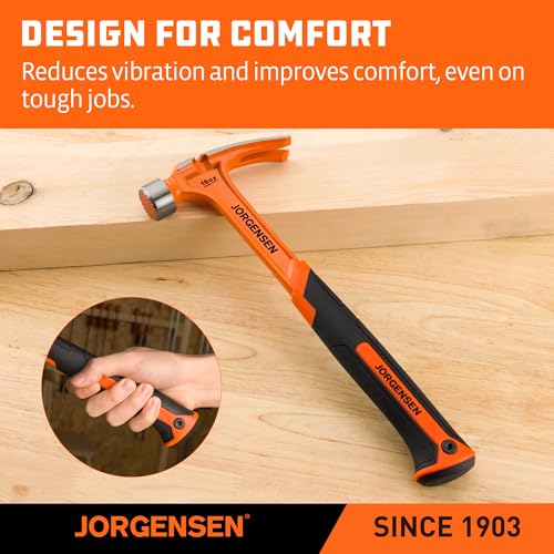 JORGENSEN 16 oz One-piece Forged Rip Claw Hammer with Magnetic Nail Holder - size: 16 oz