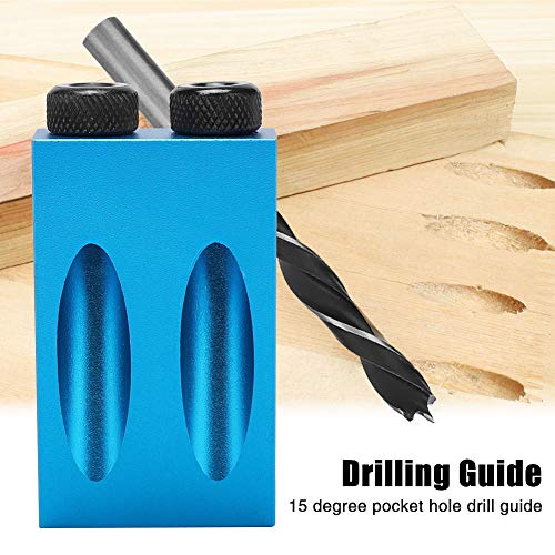 14PCS Pocket Hole Jig Drill Kit,15 Degree Dowel Drill Joinery Kit,Including 6/8/10mm Drill Bits,Drill,Stoppers,Sleeves,Hex Key, Woodwork Guides Joint Angle Tool
