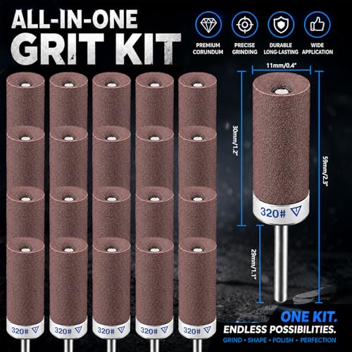 20Pcs Sanding Drums for Dremel Rotary Tool with 1/8" Shank, Sanding Sticks for Plastic Wood Metal Grinding Polishing, 320 Grit - color: 20Pcs-320 Grits