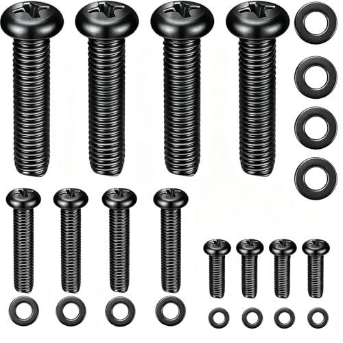 Universal TV Mounting Hardware Kit M4 M6 M8 Stainless Steel Screws Washers for VESA Wall Mount TV and Monitor Bracket Fixing 24Pcs Black - color: Matte Black