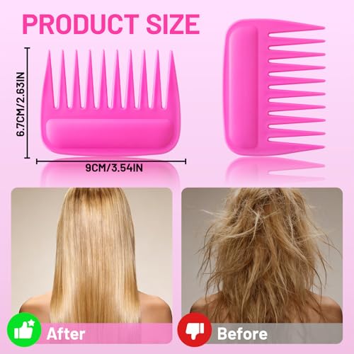 SIMPOR 2 Pack Pink Wide Tooth Comb for Curl and Wig, Wig Comb for Synthetic - color: Pink-2pcs