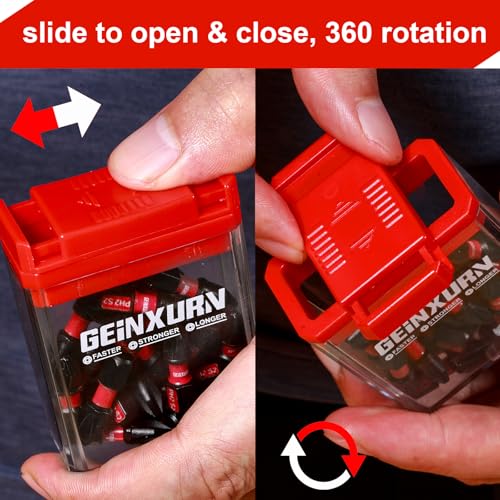 Geinxurn 181 Pieces Impact Screwdriver Bits Set with Colorful Boxes, 1" Magnetic (PH2,PZ2,SQ2,T10,T15,T20,T25,T30) S2 Steel Multi Driver Bits - color: Multi-bit, size: 1‘’-181PCS