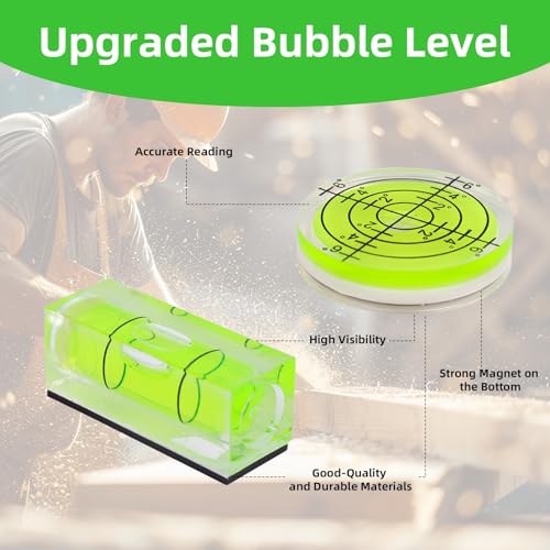 9pcs Small Square Round Bubble Spirit Level, Square & Circular Mini Magnetic Pocket Bubble Levels Measuring Tool for Precise Leveling of Turntables Cameras Tripods Drills Frames & Phonographs