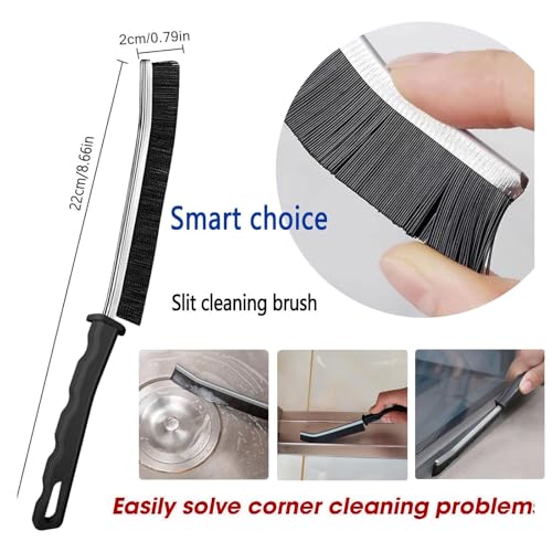 Commercial-Grade Crevice Cleaning Brush Set, Ultra-Stiff Heavy-Duty Gap Scrubber Tools for Window Tracks & Bathroom Grout, Professional Detailing Arsenal & Home Essentials Gift (black-6pcs) - color: Black-6pcs