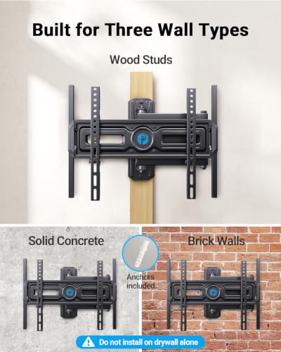 Pipishell Full Motion TV Wall Mount with LED Lights for 32–65 Inch TVs - style: Fits 32-65" TVs / Single Stud with LED