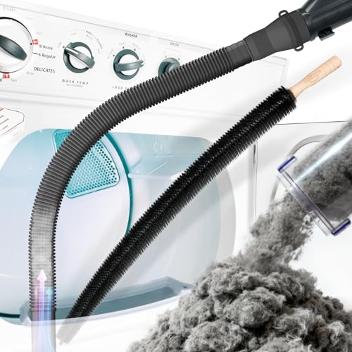 Holikme Dryer Vent Cleaner Kit, Vacuum Hose Attachment, 2-Piece, Black | Adjustable Cable Tie for Easy Attachment, Flexible Lint Brush Removes Lint from Dryer Lint Screens and Tight Spaces - color: Black