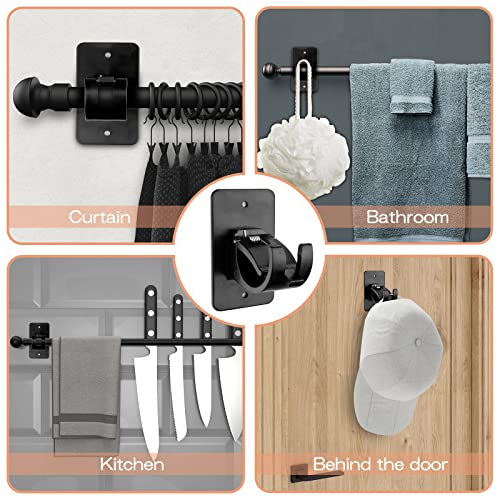 CIEMGNZOC 6-Pack Curtain Bracket Holders, Universal Self-Adhesive Wall Mounts, Fits 0.6'' to 1.5'' Rods, Black - color: 6 Pcs Black