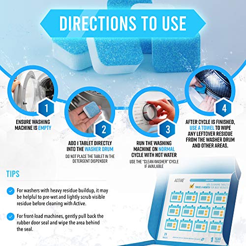 Washing Machine Cleaner Descaler 48 Pack - Value Size Deep Cleaning Tablets HE Front Loader & Top Load Washer, Septic Safe Eco-Friendly Deodorizer, Clean Inside Laundry Drum Tub Seal - 48 Count - style: 48 Tablets