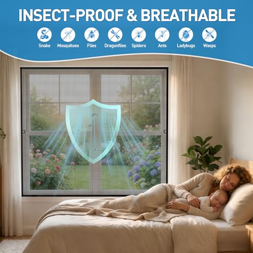 4 Pack Black Window Screen Frame Kit with Aluminum Frames Up to 46" X 46" - color: Black, size: 46 in X 46 in (4 Pack)
