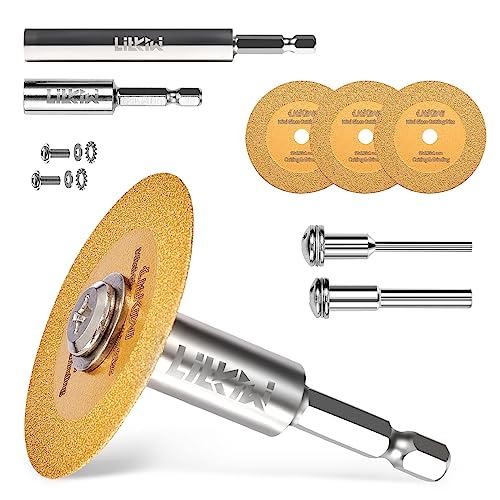 Diamond Cutting Blade Wheel,with 2 Sizes Round Mandrels,2PCS 1/4" Hex Shank - size: 3PCS Diamond Blades & 4PCS Shanks