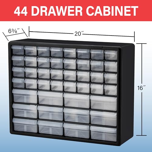 Akro-Mils 44-Drawer Plastic Storage Cabinet, 20" W x 6" D x 16" H, Red - color: Red, size: 44 Drawer, style: 1 Pack