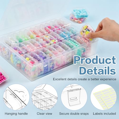 Bead Organizer Box, 36-Pcs Mini Clear Bead Storage with Lid, 1 Pack - color: 1 Pack
