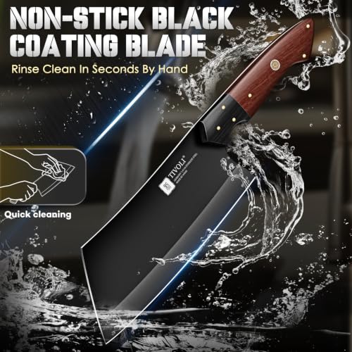 TIVOLI Meat Cleaver Knife 7 inch - Black Butcher Knife for Meat Cutting - size: 6.9"