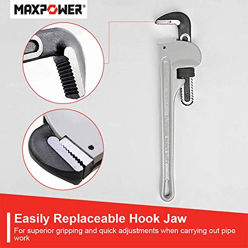 MAXPOWER 14-Inch Pipe Wrench, 2-inch Jaw Capacity - size: 14-inch, style: Straight Pipe Wrench