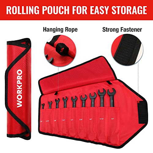WORKPRO 9-Piece Anti-Slip Ratcheting Combination Wrench Set, SAE 1/4"-3/4" - style: SAE