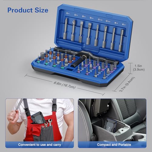 Bomivoi 42 in 1 Magnetic Screwdriver Set, DIY Ratchet Screwdriver Set, Multi Bit Magnetic Drive Set with Detachable Ratchet Handle, Portable Compact Repair Tool Kit for Furniture Computer Bicycle Blue - color: Blue