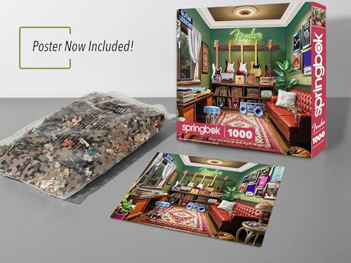 Springbok Fender Guitar Lessons 1000 Piece Jigsaw Puzzle for Adults & Family - Poster Now Included - Music Classroom, Guitar Art & Sheet Music Scene - Unique Cut Pieces - Made in USA - style: Guitar Lessons
