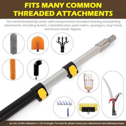 4.5–12 FT Telescoping Extension Pole, Lightweight Aluminum Extendable Pole for Painting, Dusting, Window Cleaning, Sturdy Paint Roller Pole with Foam Grip (Yellow) - size: 12 FT Yellow