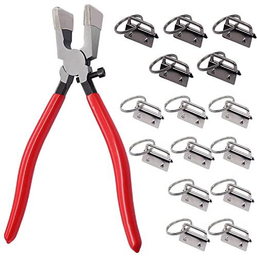 Weideer 15 Set Key Fob Hardware with Plier for Wristlet Key Fobs/Lanyards/Chains - K-082-15 - color: Silver-key Fob+plier