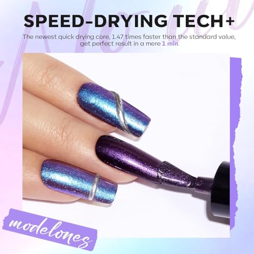 modelones Quick Dry Nail Polish Set, 6 Colors Holographic Aurora Shimmer - color: A0 Aurora Galaxy