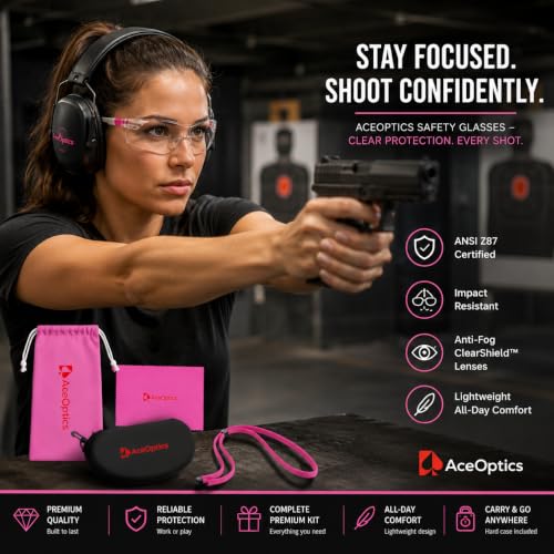 ANSI Z87 Safety Glasses for Women – Pink Clear, Anti Fog, Scratch & Impact Resistant Protective Eyewear – Premium Safety Glasses That Happen To Look Great.