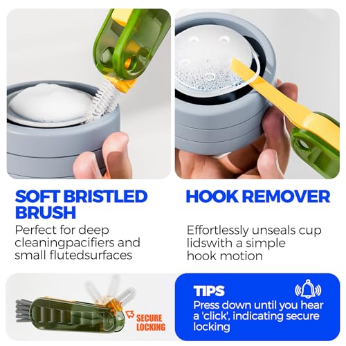 Holikme 6 Pack 4 in 1 Cup Lid Cleaning Brush 3 Straws Bottle Brush,Olive - color: Olive