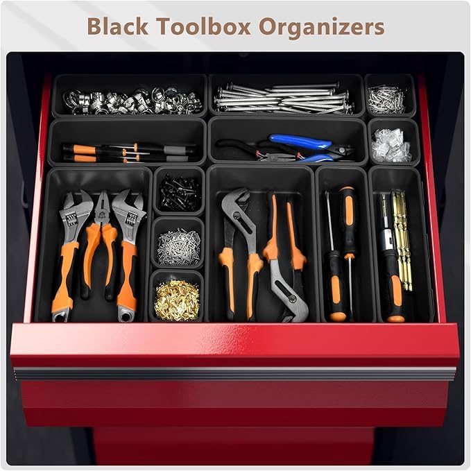 A-LuGei【X-Large Size【5 Pcs】 Tool Box Organizer Tray Divider【Single Size】 Desk Drawer Organizer Bin, Garage Organization and Storage Toolbox for Rolling Tool Chest Cart Cabinet WorkBench Part Widget - size: 5pcs-XL Size